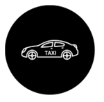 Ikona Samochodu Taxi na czarnym tle - DM Cars Rzeszów
